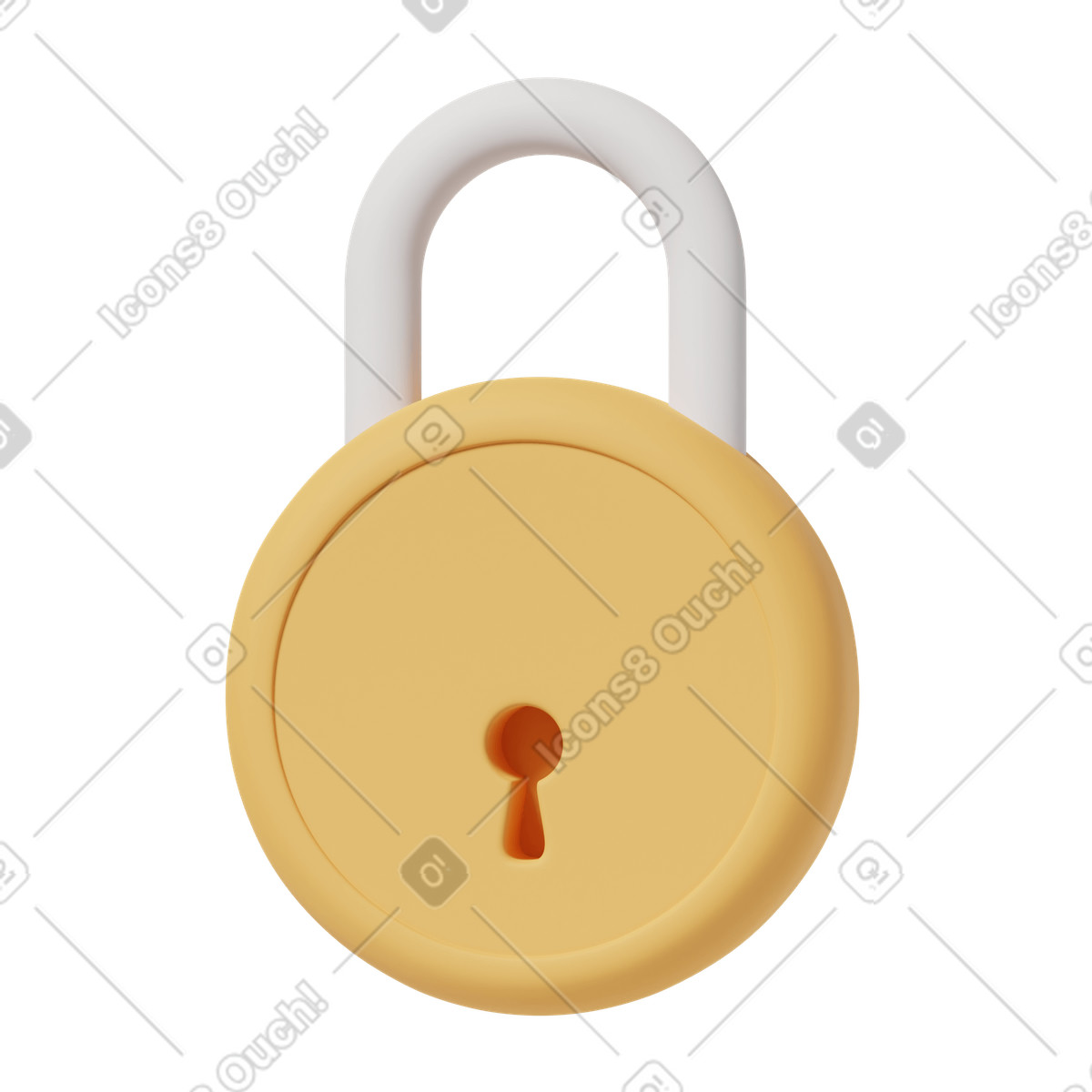 Ilustração de Yellow padlock em no estilo 3D Casual life para baixar em PNG, SVG