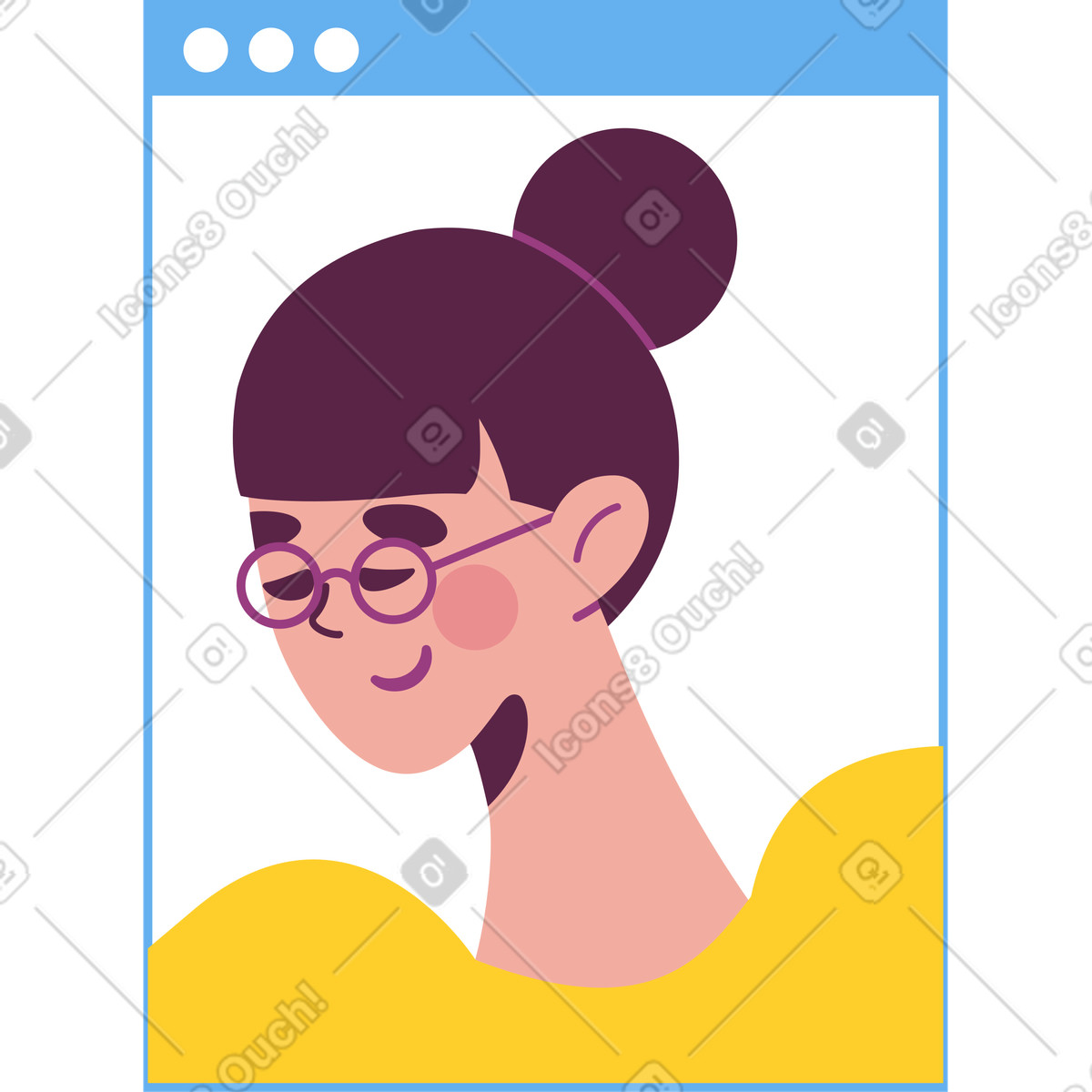 下载 Sammy 风格的 浏览器中在线心理学家的面孔 插画，支持 PNG、SVG 格式