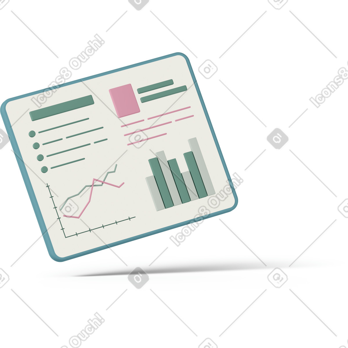 Ilustração de Tablet with statistics bars em no estilo 3D Casual life para baixar em PNG, SVG