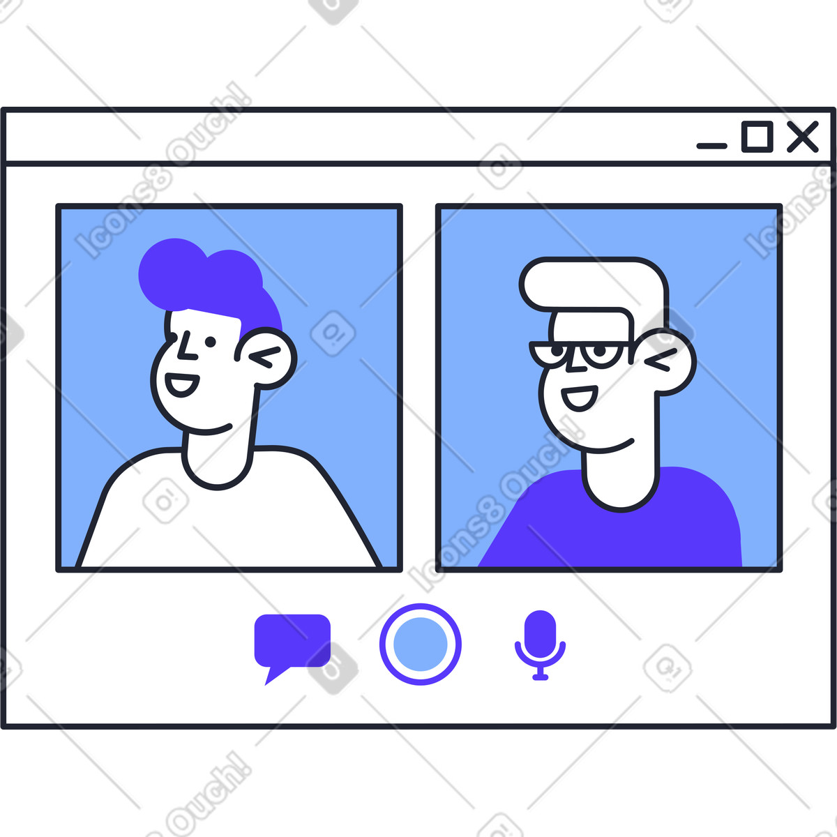 Video conference in the zoom with colleagues-Illustration im Pablita-Stil als Download PNG, SVG