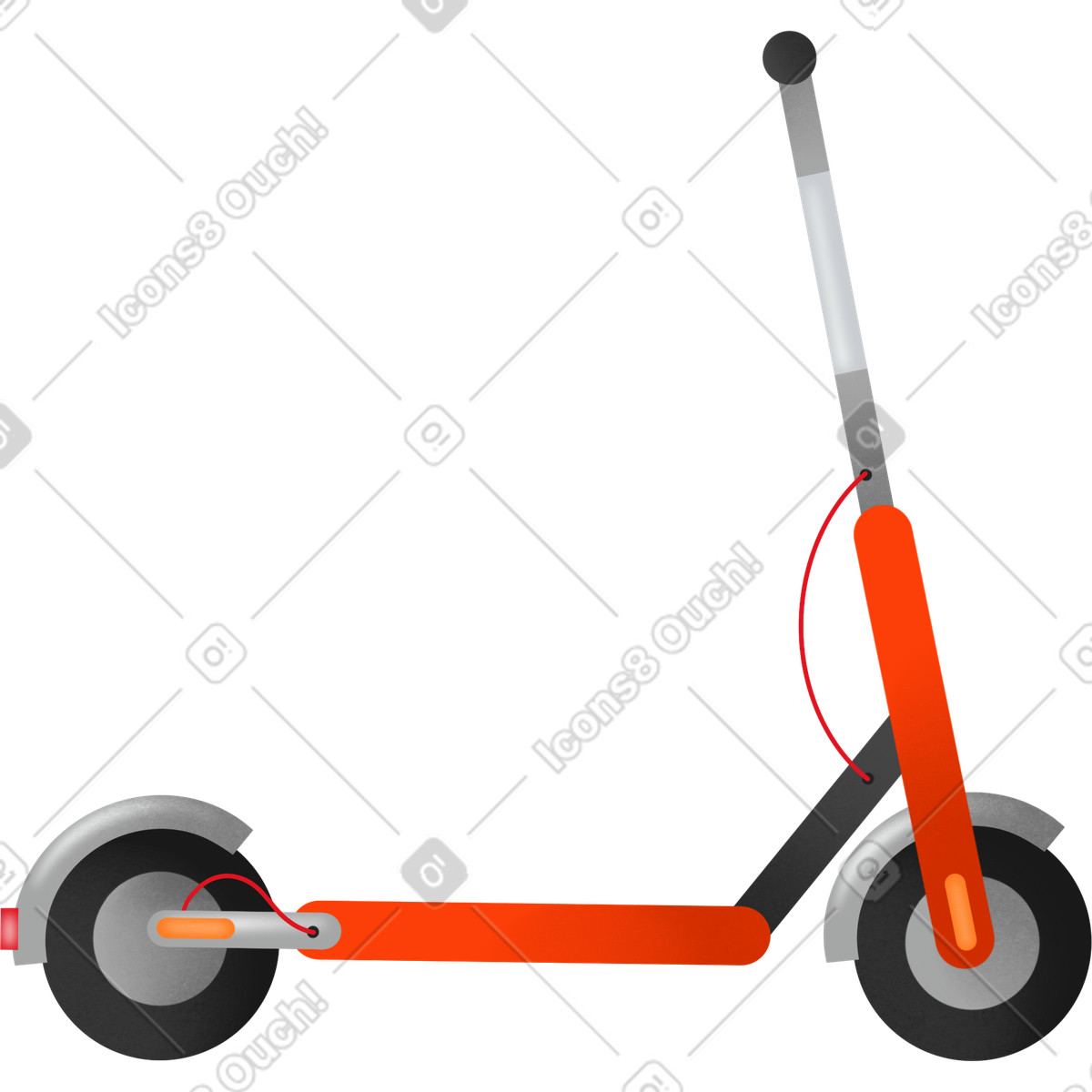 Red electric scooter-Illustration im Patchwork-Stil als Download in PNG, SVG