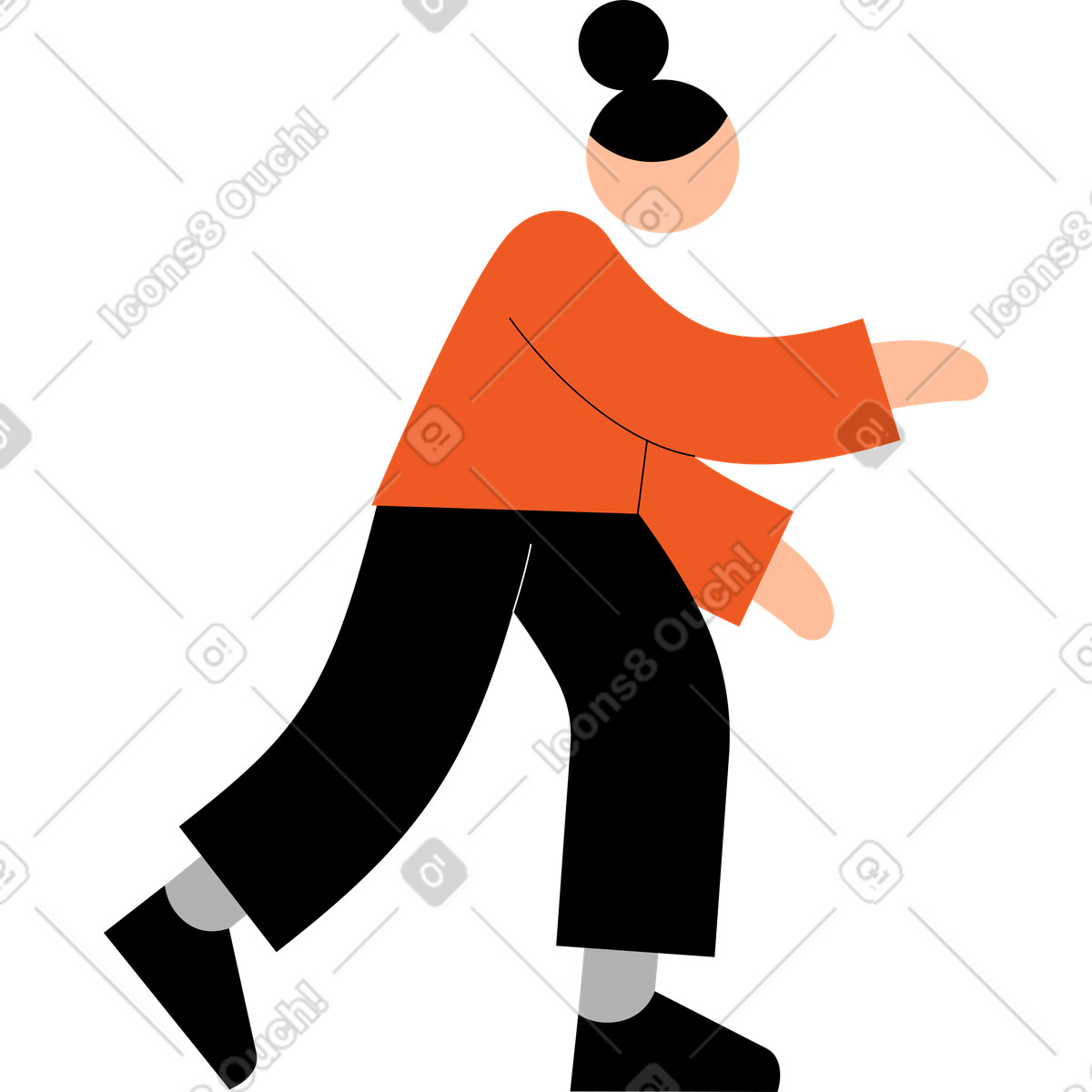 Woman bending illustration in Tiny style download in PNG, SVG