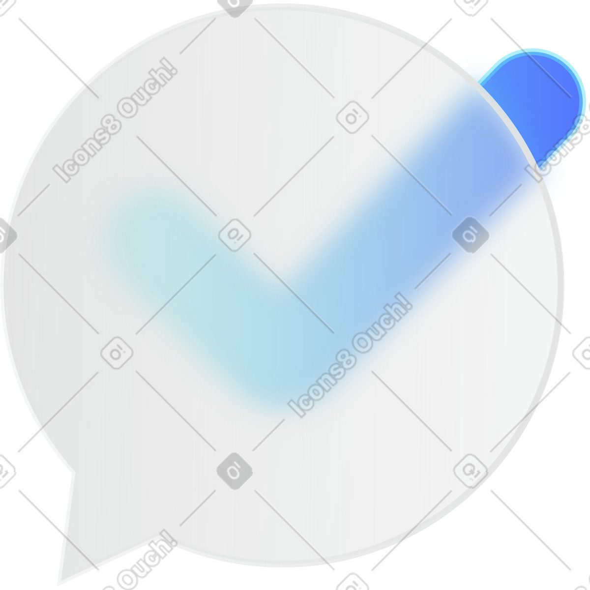 Morphis スタイルの チェックマーク付きのガラス吹き出し のイラストをPNG、SVG形式でダウンロード