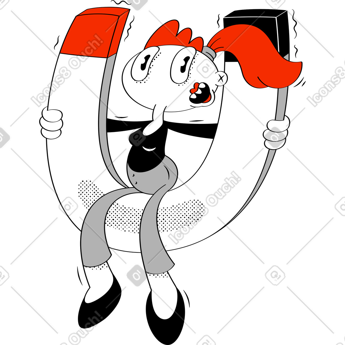 Influencer girl sitting on magnet illustration in Looney style download in PNG, SVG