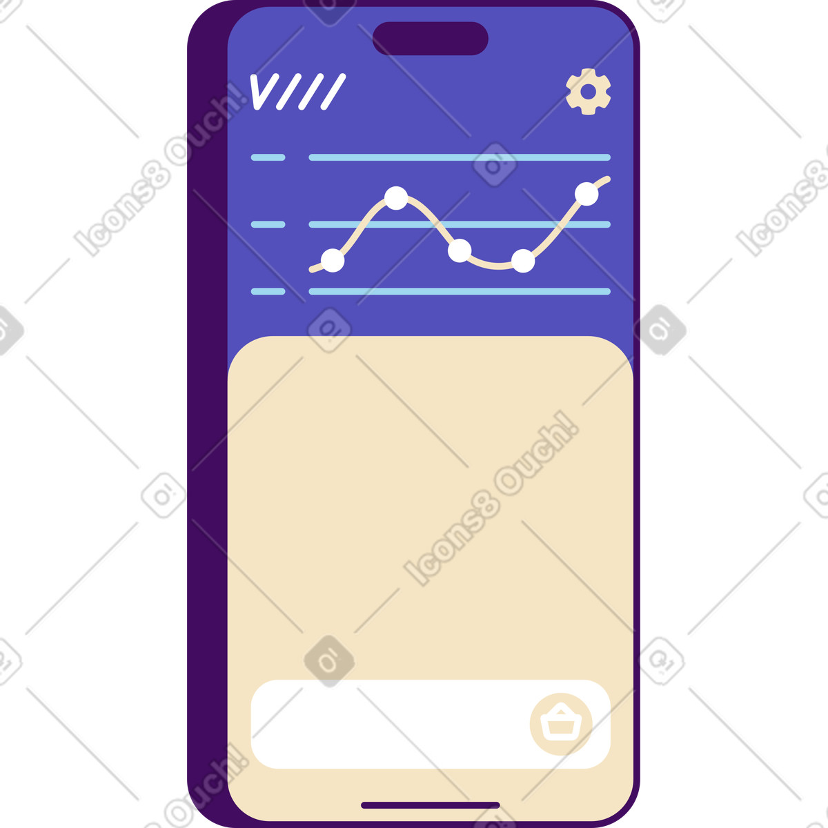 Mobiltelefon mit bildschirmanalyse-Illustration im Simplistic-Stil als Download in PNG, SVG