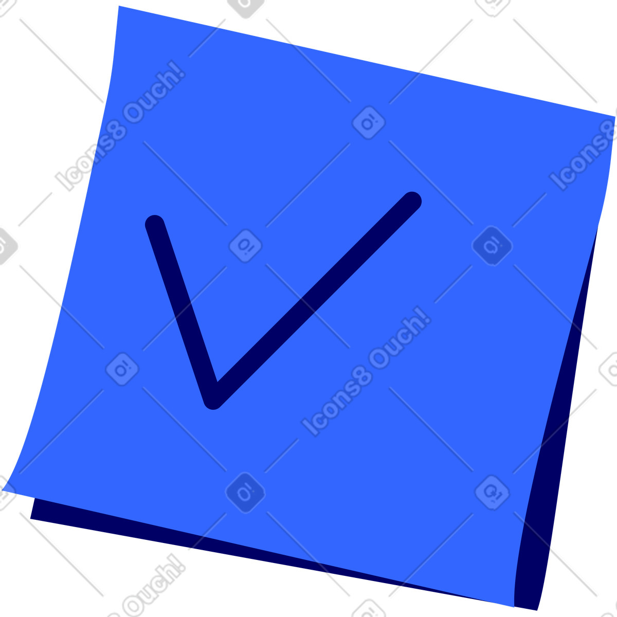 Lounge スタイルの チェックマーク付きの付箋紙 のイラストをPNG、SVG形式でダウンロード