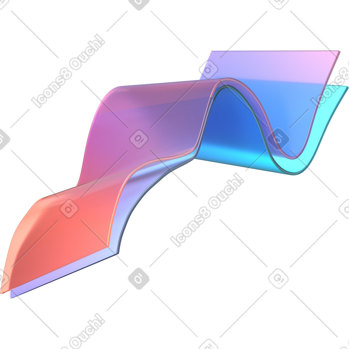 Ilustração de Fitas onduladas em camadas no estilo 3D Glassy para baixar PNG, SVG