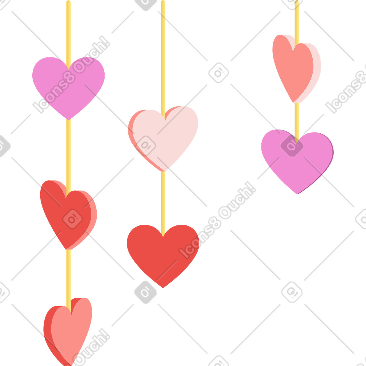 Ilustración Guirnalda de corazon en estilo Levels a descargar en PNG y SVG