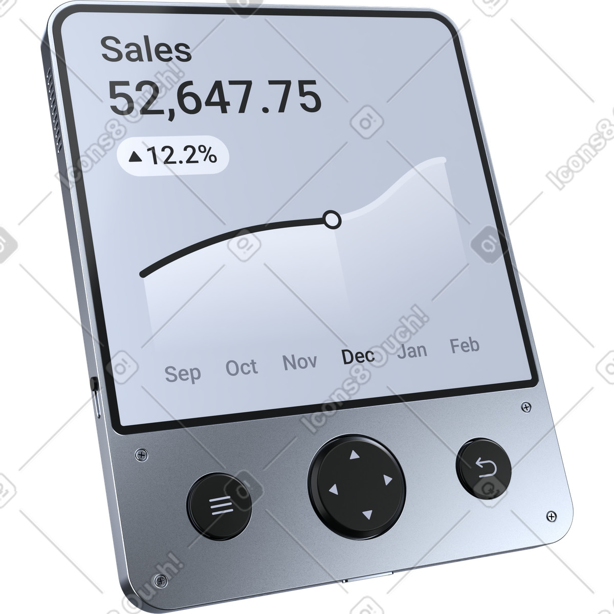 Ilustración Panel de análisis ventas, métricas crecimiento ingresos y supervisión del rendimiento empresarial. en estilo 3D Pro a descargar en PNG SVG