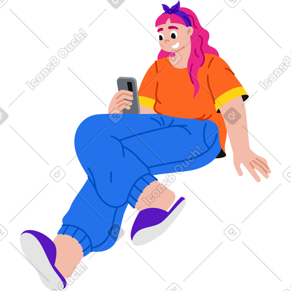 下载 Active 风格的 有电话的年轻女子 插画，支持 PNG、SVG 格式