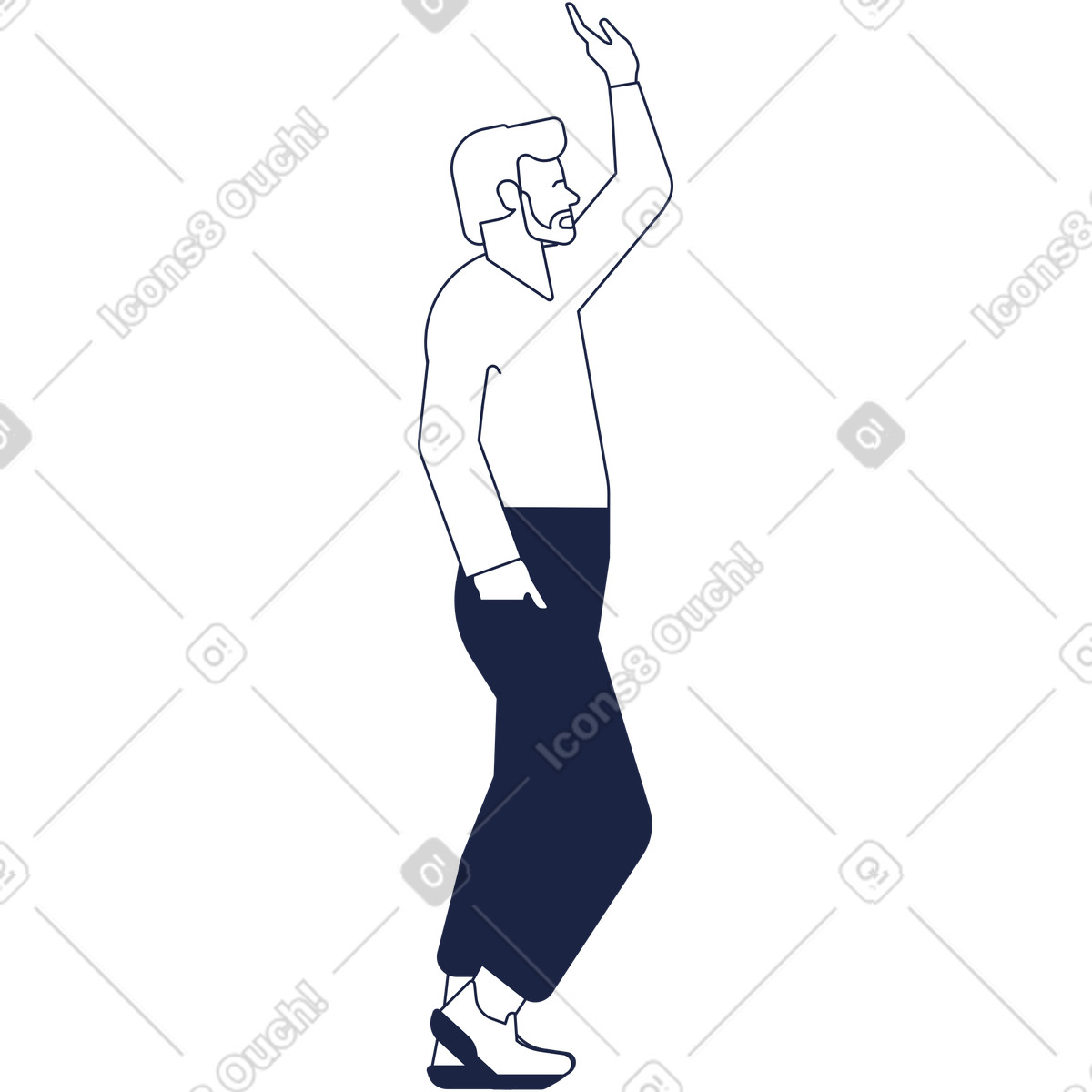 Illustration L'homme accueille dans le style Urban Line à télécharger aux formats PNG, SVG