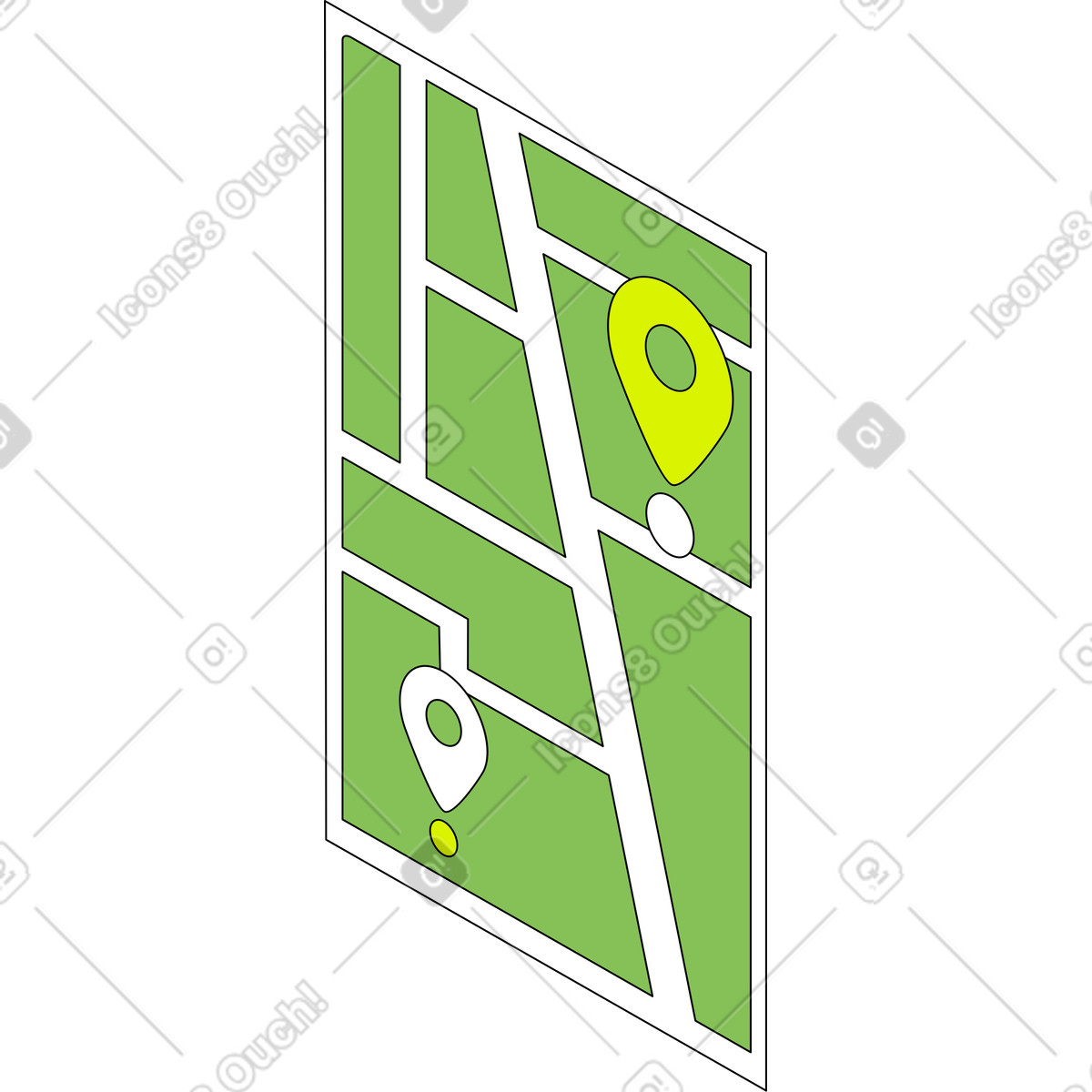 Karte mit geotags-Illustration im Isometric-Stil als Download in PNG, SVG
