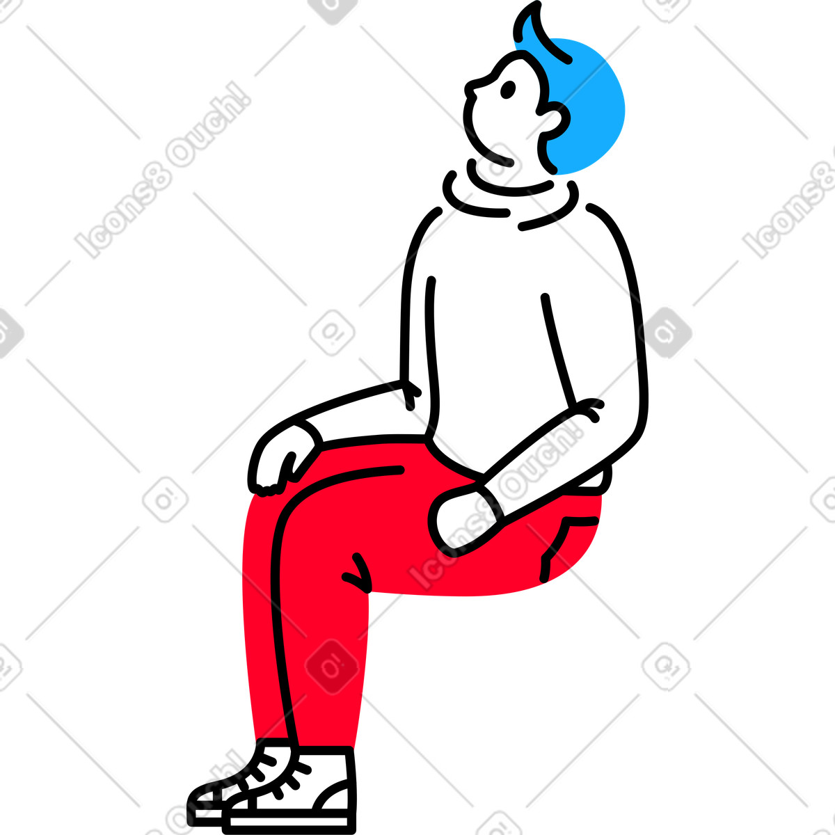 Ilustración Seated man looking up en estilo Transistor a descargar en PNG y SVG