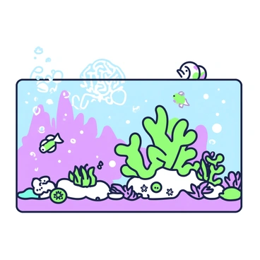 A scientific illustration depicting the effects of ocean acidification on coral reefs. In the center, there is a healthy coral reef with vibrant coral structures and diverse marine life, including colorful fish swimming among the corals. On the left side, the coral displays signs of bleaching, with faded colors and a stark contrast to the healthy coral. Small sea creatures, such as starfish and sea urchins, are seen struggling in this environment. Below the water, subtle bubbles indicate increased acidity. The background contains a gradient representing water depth, with light filtering down from the surface.