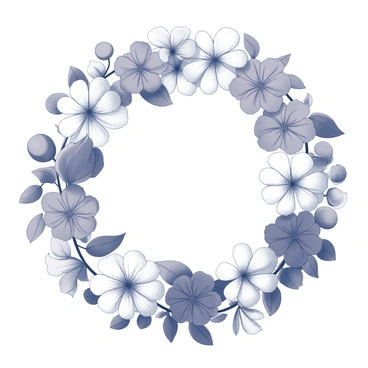 A wreath made of seasonal flowers and leaves in a circular design