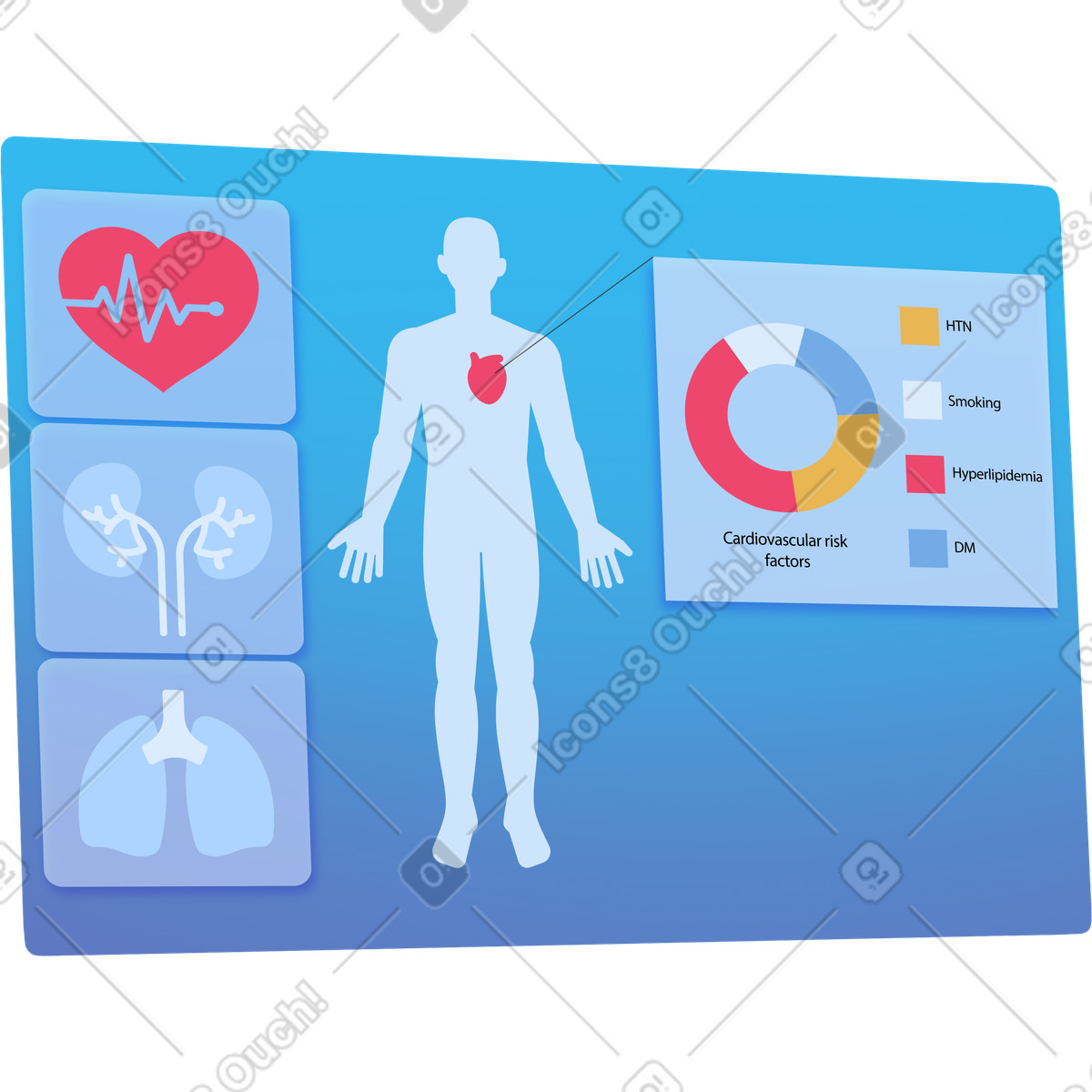 Human digital healthcare interface-Illustration im Props-Stil als Download in PNG, SVG