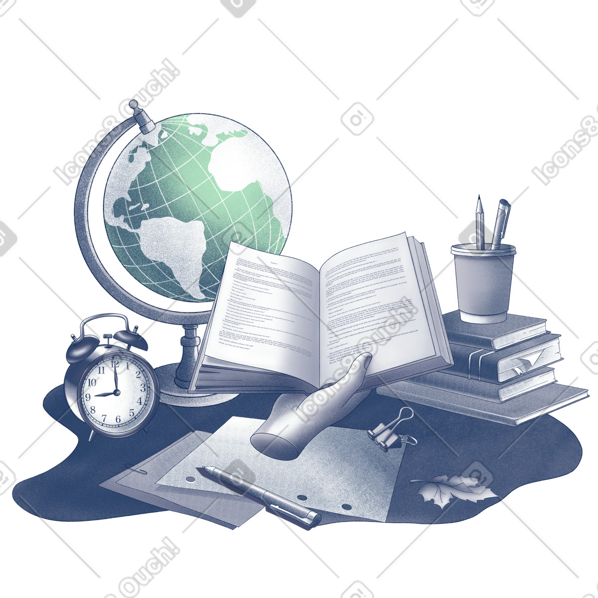 School subjects items for studying illustration clipart GIF graphics download
