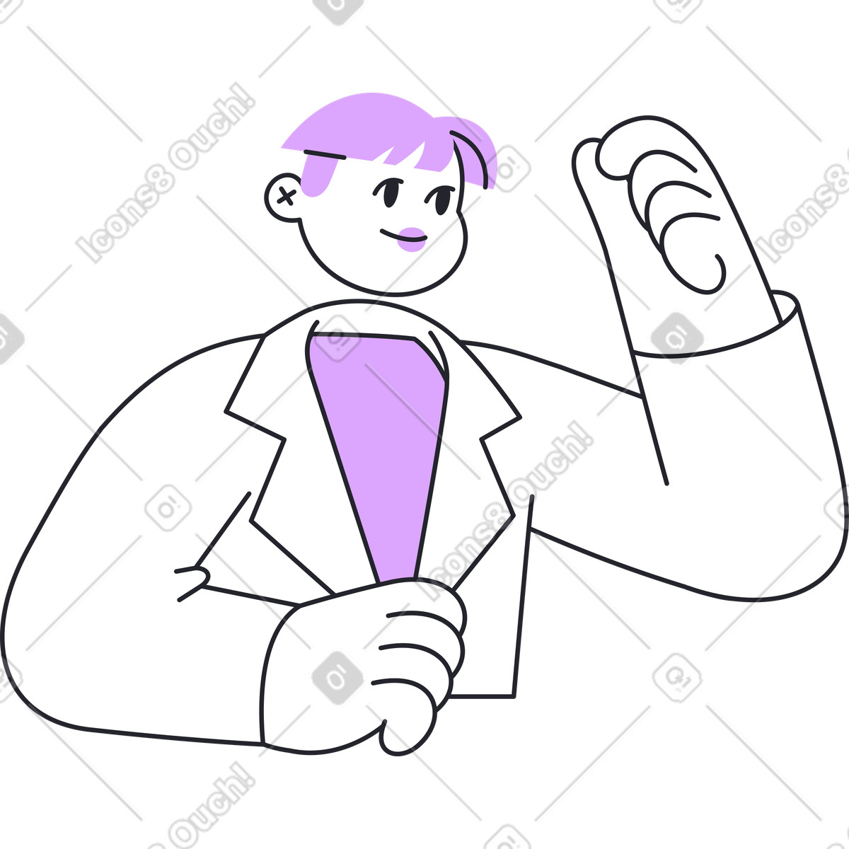Wissenschaftler, der etwas in seiner hand hält-Illustration im Grapy-Stil als Download PNG, SVG