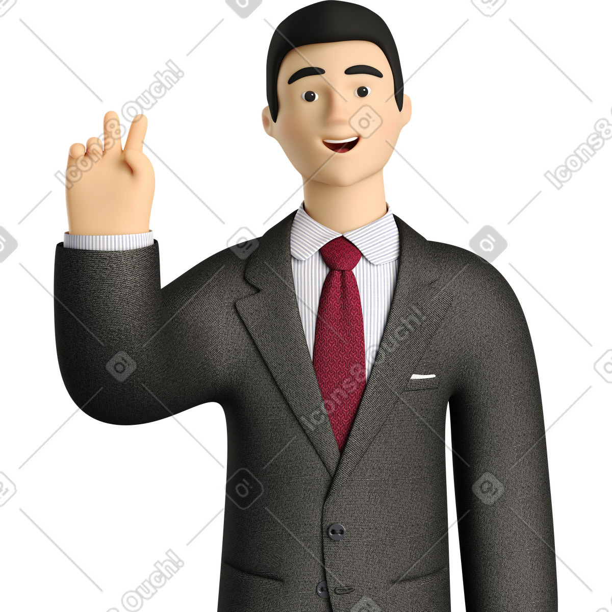 Ilustração de Businessman in black suit with peace sign hand em no estilo 3D Business para baixar em PNG, SVG