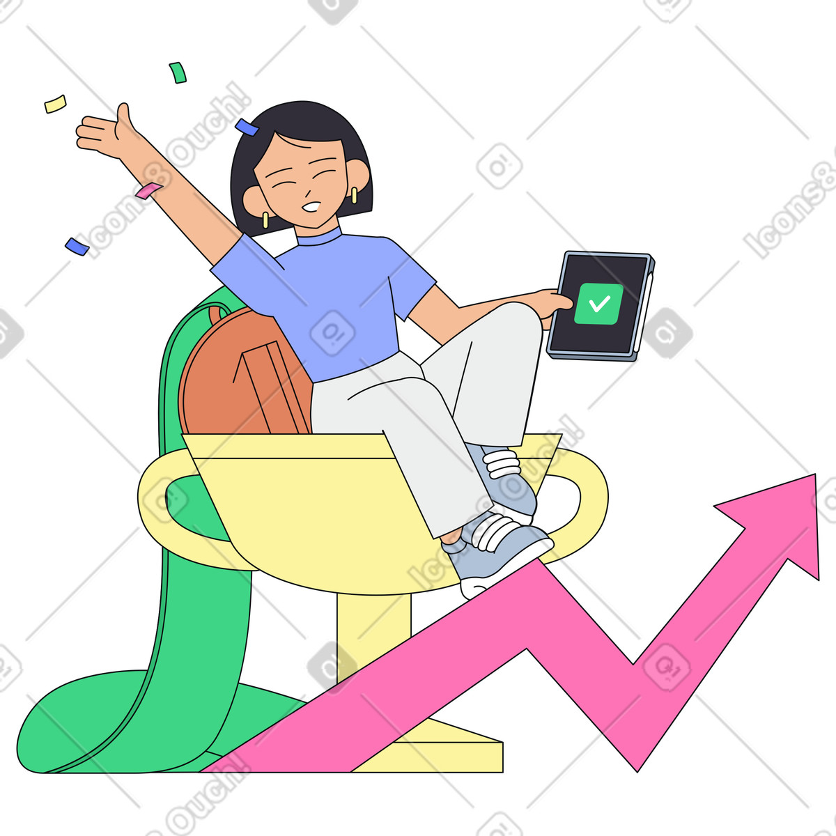 Business growth achievement, Rewards and recognition, Goal completion illustration in Teko style download in PNG, SVG