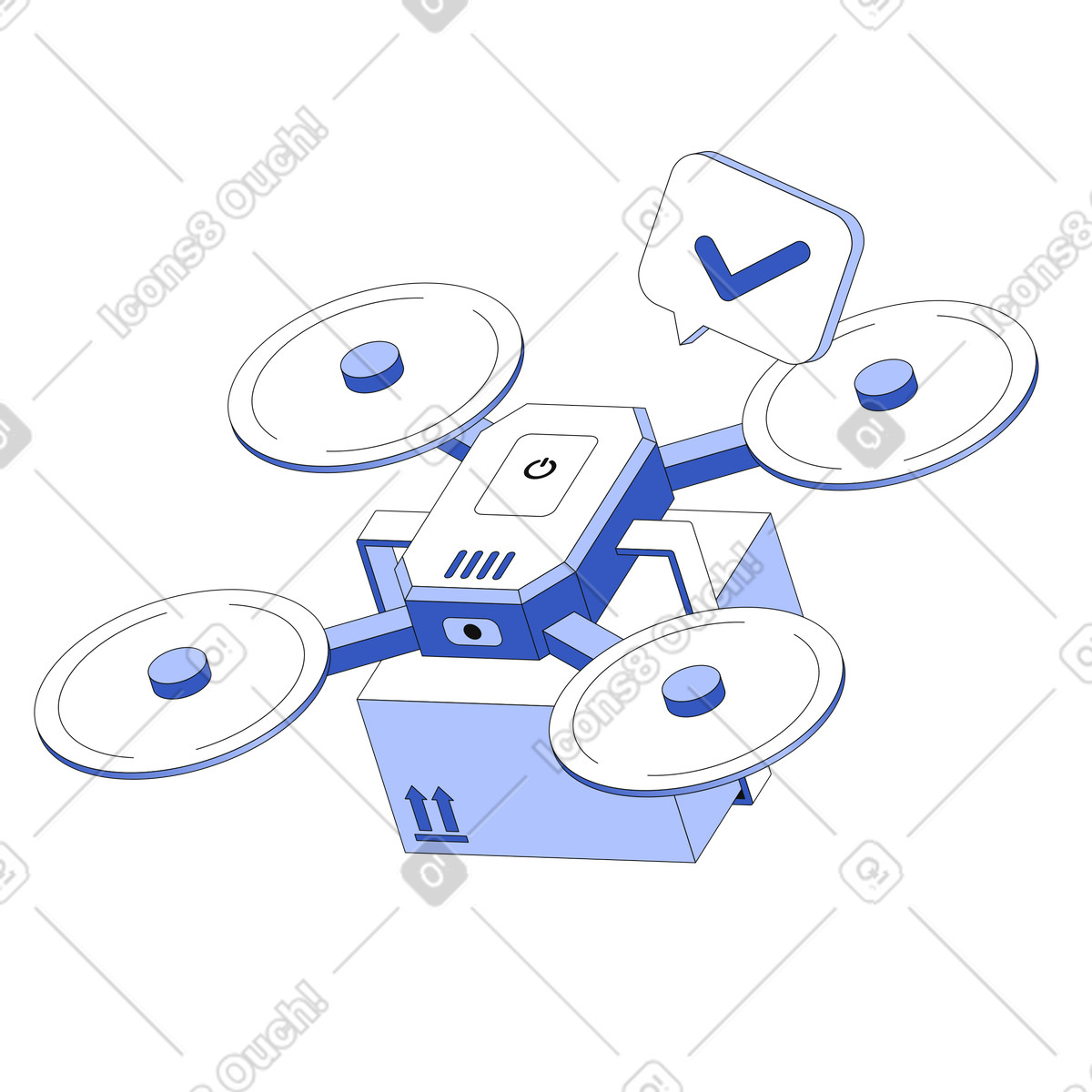 Package getting delivered by a drone animated illustration in GIF, Lottie (JSON), AE