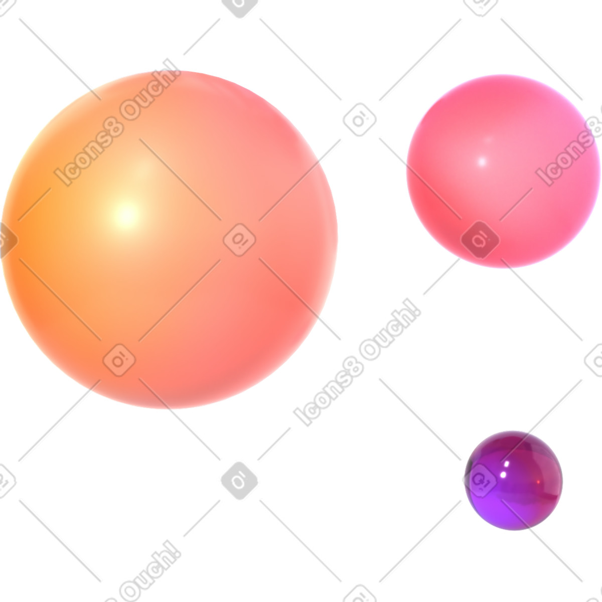 Ilustração de Trio esferas plástico flutuantes em no estilo 3D Glassy para baixar em PNG, SVG