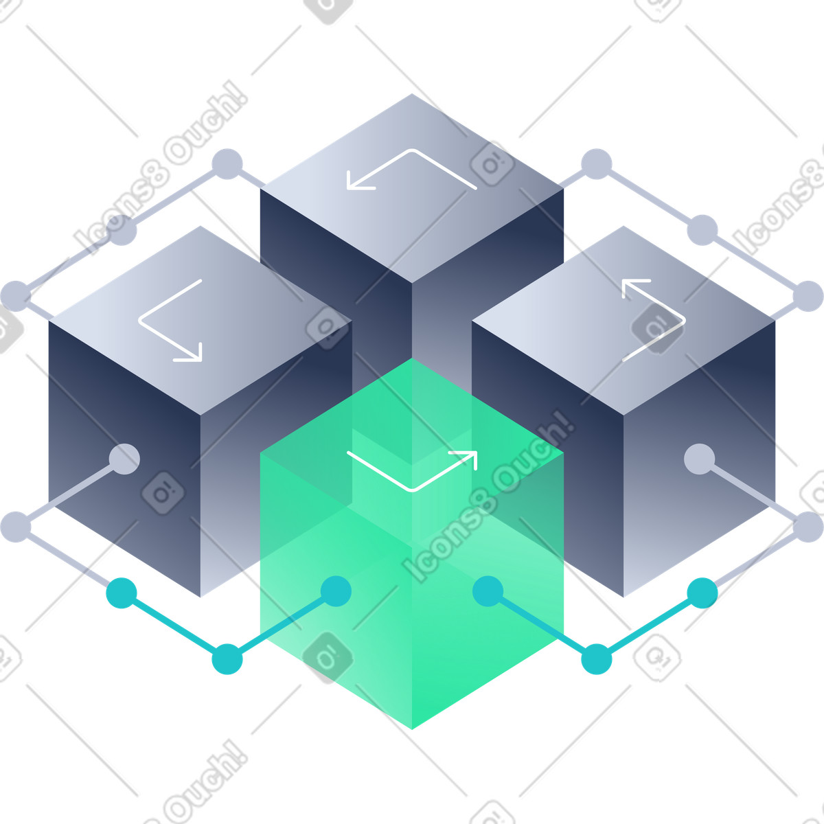 Red de cubos con conectores illustration in Lucent style download in PNG, SVG