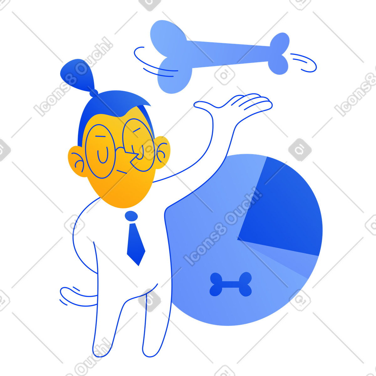 Ilustración Personaje que presenta estadísticas bursátiles y financieras. en estilo Buddy a descargar en PNG SVG