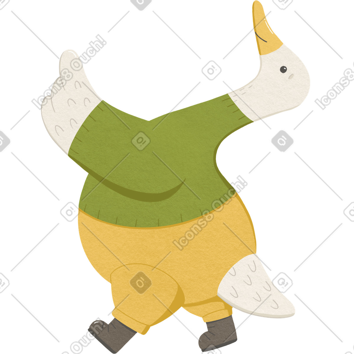 下载 风格的 Goose in a green sweater 插画，支持 PNG、SVG 格式