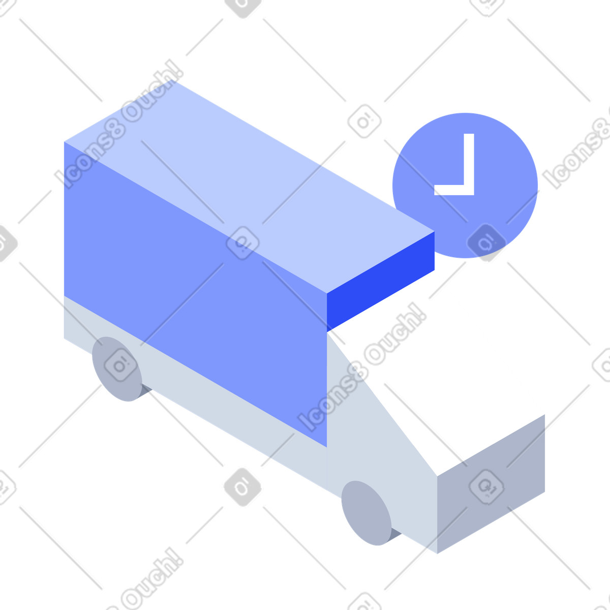 Delivery truck with clock for on time shipping service illustrazione in stile System scarica in PNG, SVG