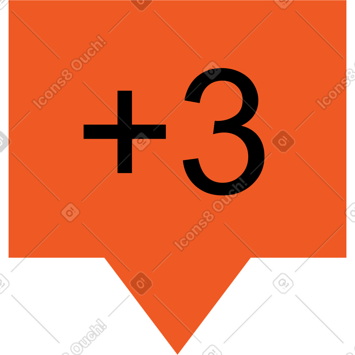 Illustration Bulle orange avec plus trois dans le style Tiny à télécharger aux formats PNG, SVG
