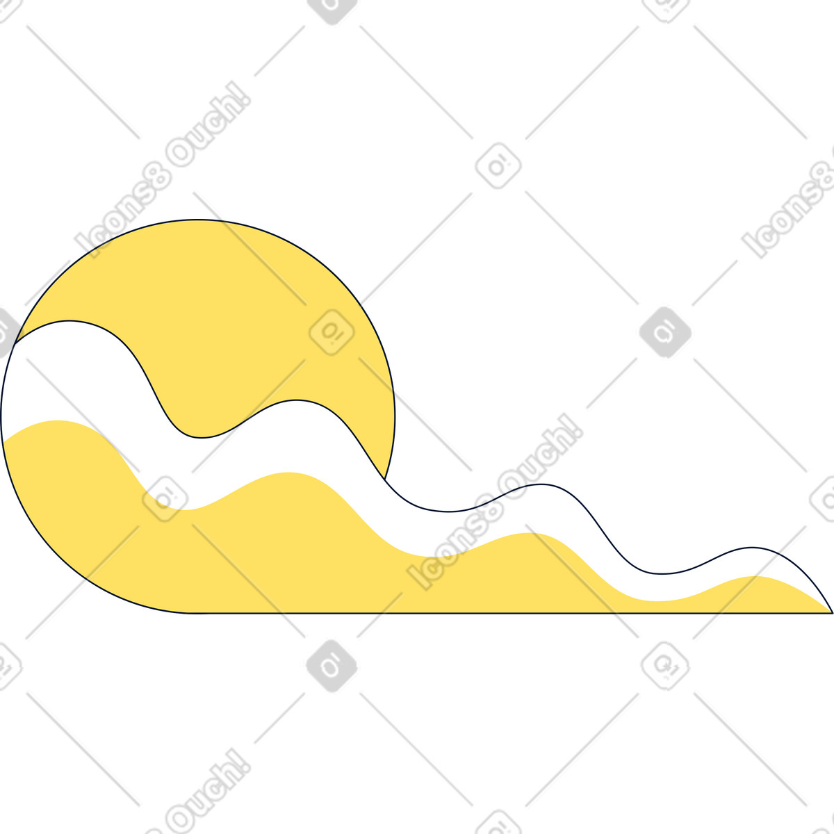 下载 Teal 风格的 背景黄色圆圈和波浪 插画，支持 PNG、SVG 格式