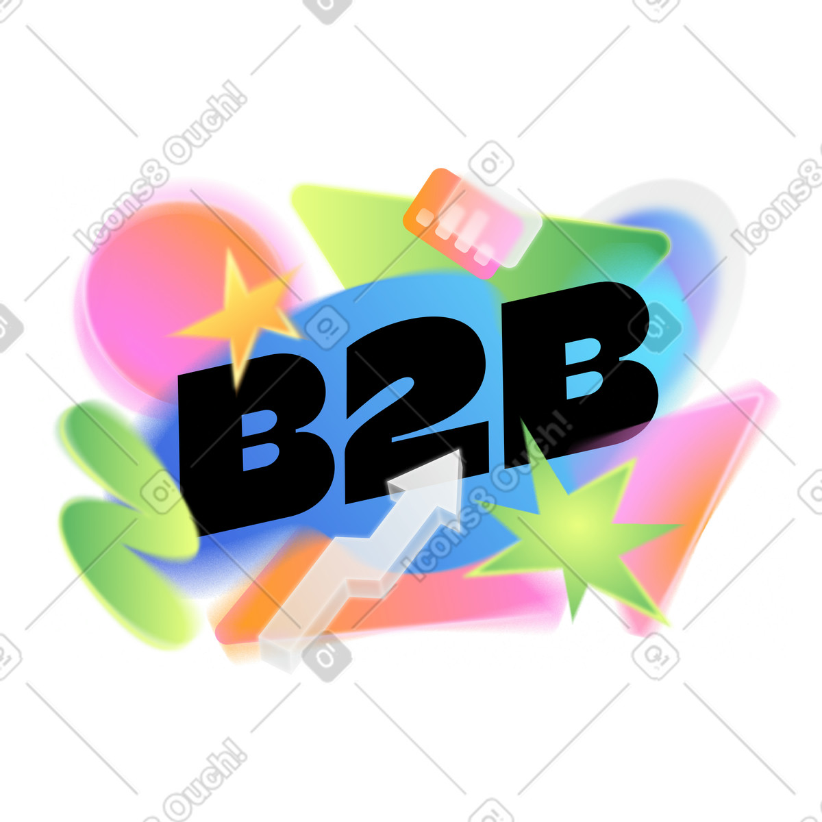 Schriftzug b2b mit grafiken und abstraktem figurentext-Illustration im Typography-Stil als Download in PNG, SVG