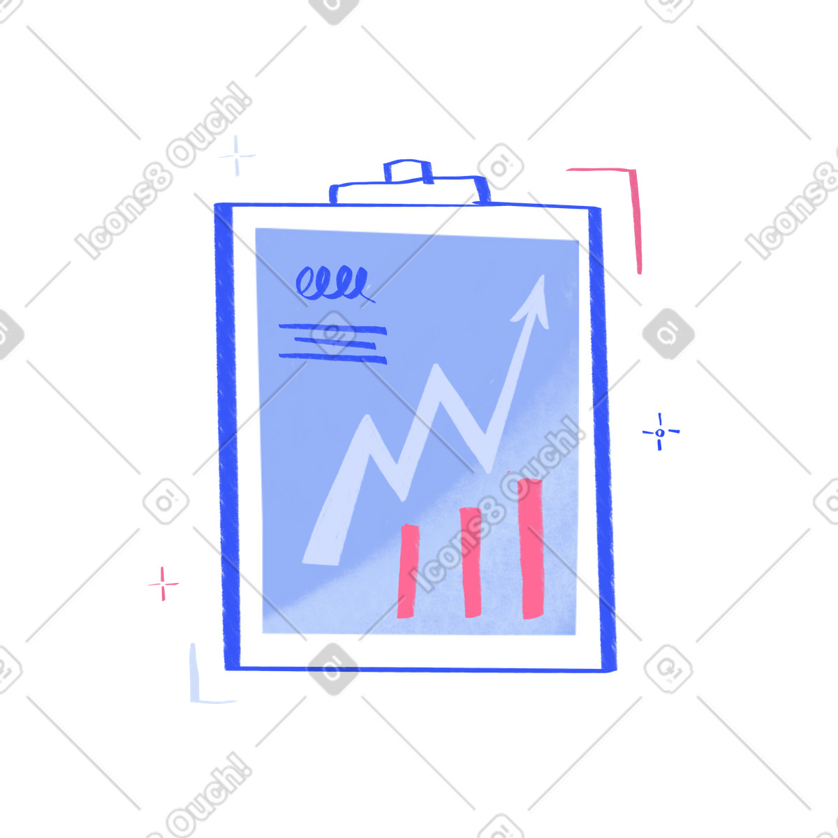Quirky 스타일의 Clip board with analytics 일러스트레이션 PNG, SVG 다운로드