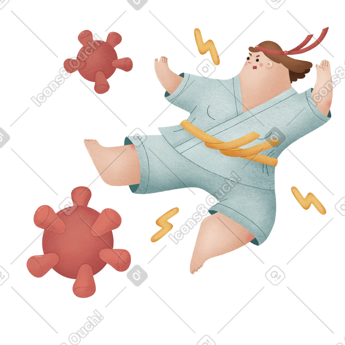 Illustration Un homme en blouse blanche combat le virus covid dans style Woolly à télécharger aux formats PNG, SVG