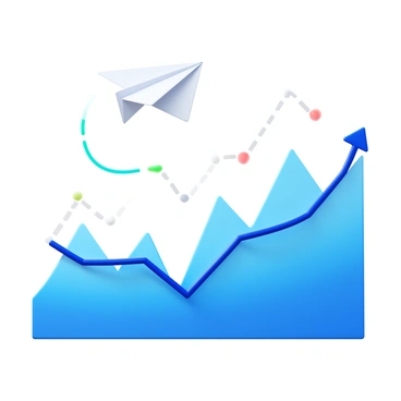 A paper airplane gliding gracefully through the air above a stock market graph. The graph features sharp peaks and dips marked by various colored lines and numerical indicators. The paper airplane is white with intricate folds, casting a slight shadow on the graph below. The background is minimal to emphasize the airplane and graph, with subtle hints of blue representing the sky. The entire scene conveys a sense of movement and volatility, symbolizing the risk of margin trading.