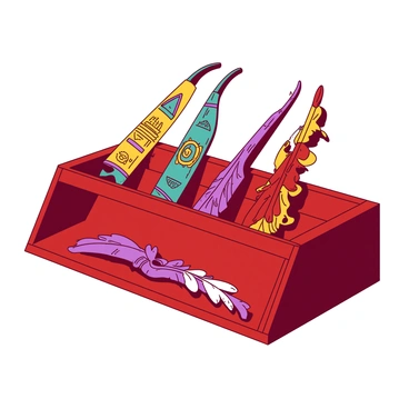 A display of various bows from different cultures, each with unique designs and details