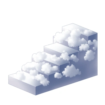 Clouds forming a staircase leading upwards into the endless sky
