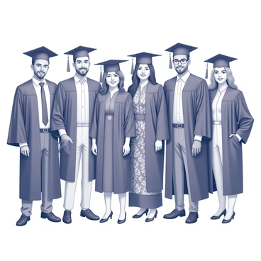 Graduates in traditional attire from various cultures, all wearing caps