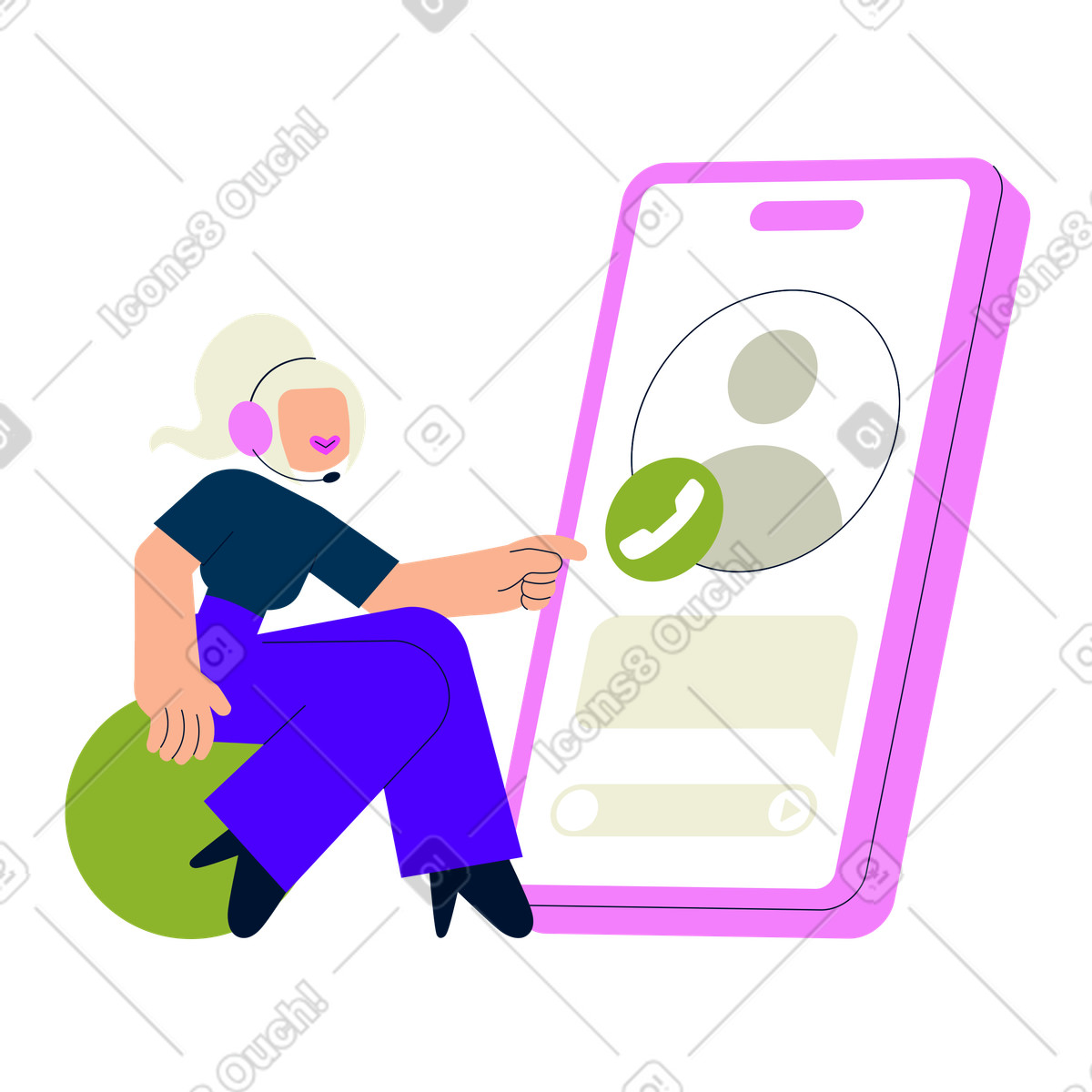 Illustration Call center assistance, Remote support workflow, Customer service interaction dans le style Cubes à télécharger aux formats PNG, SVG