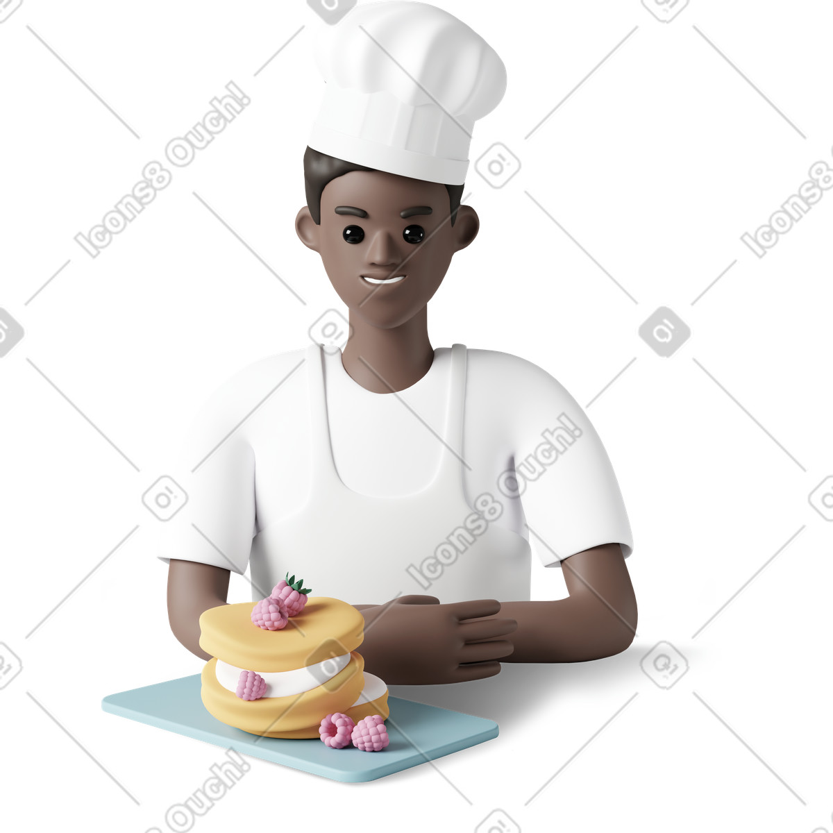 Ilustración Cocinar con pastel de frambuesa en estilo 3D Casual life a descargar en PNG y SVG