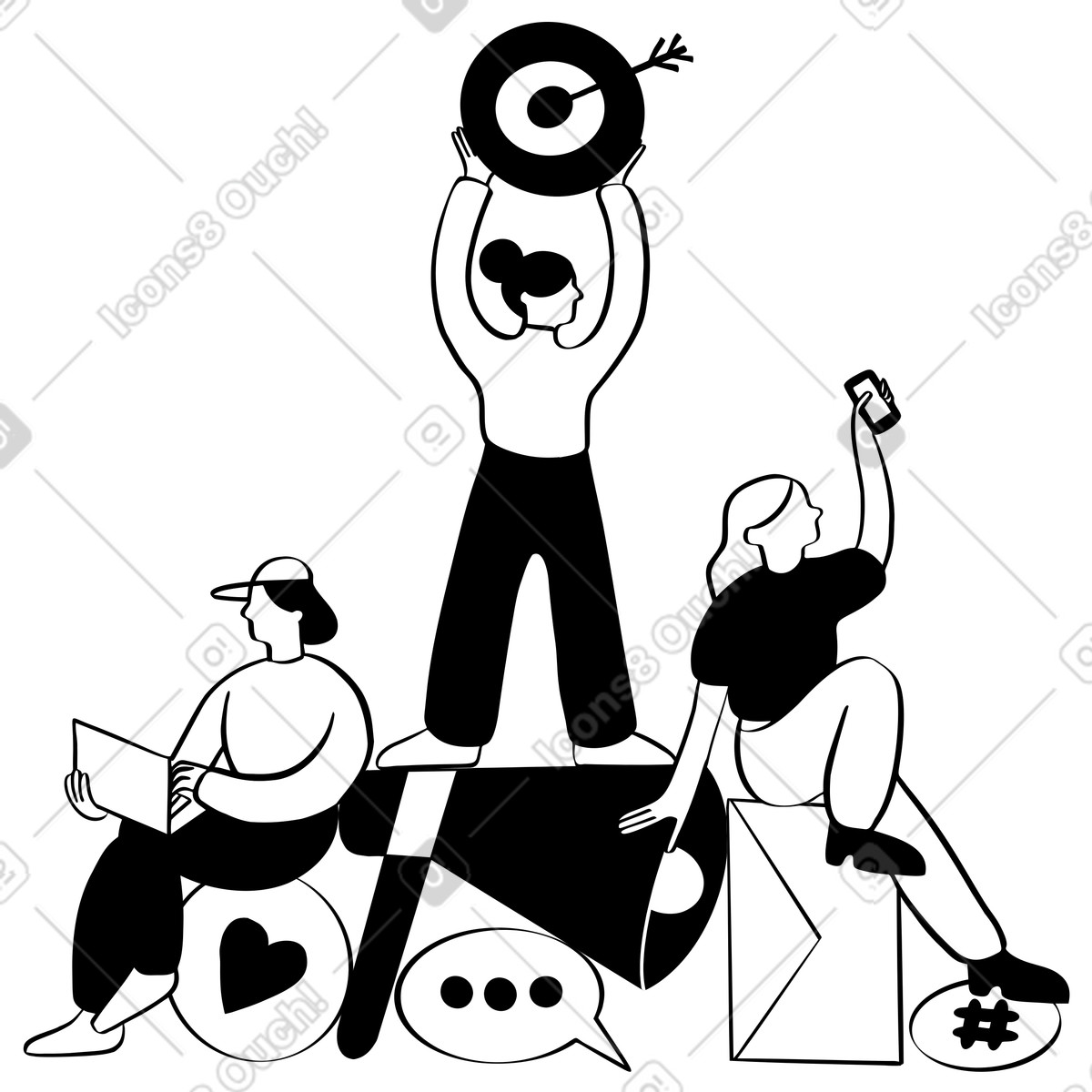 Ilustração de Estratégias eficazes de marketing de mídia social em PNG e SVG