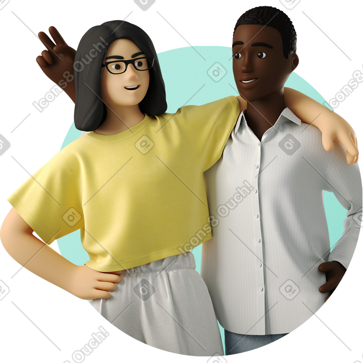 Young women stand hugging illustration clipart image in PNG SVG GIF
