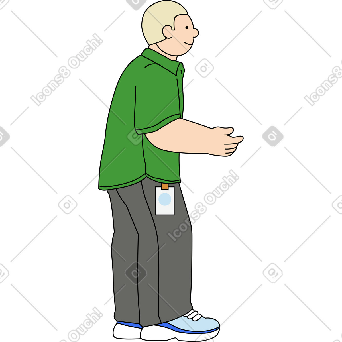 Illustration Jeune homme tenant quelque chose dans le style Kindy à télécharger aux formats PNG, SVG