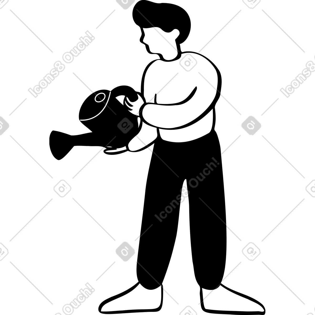 Ilustração de Homem com regador em no estilo Journal para baixar em PNG, SVG