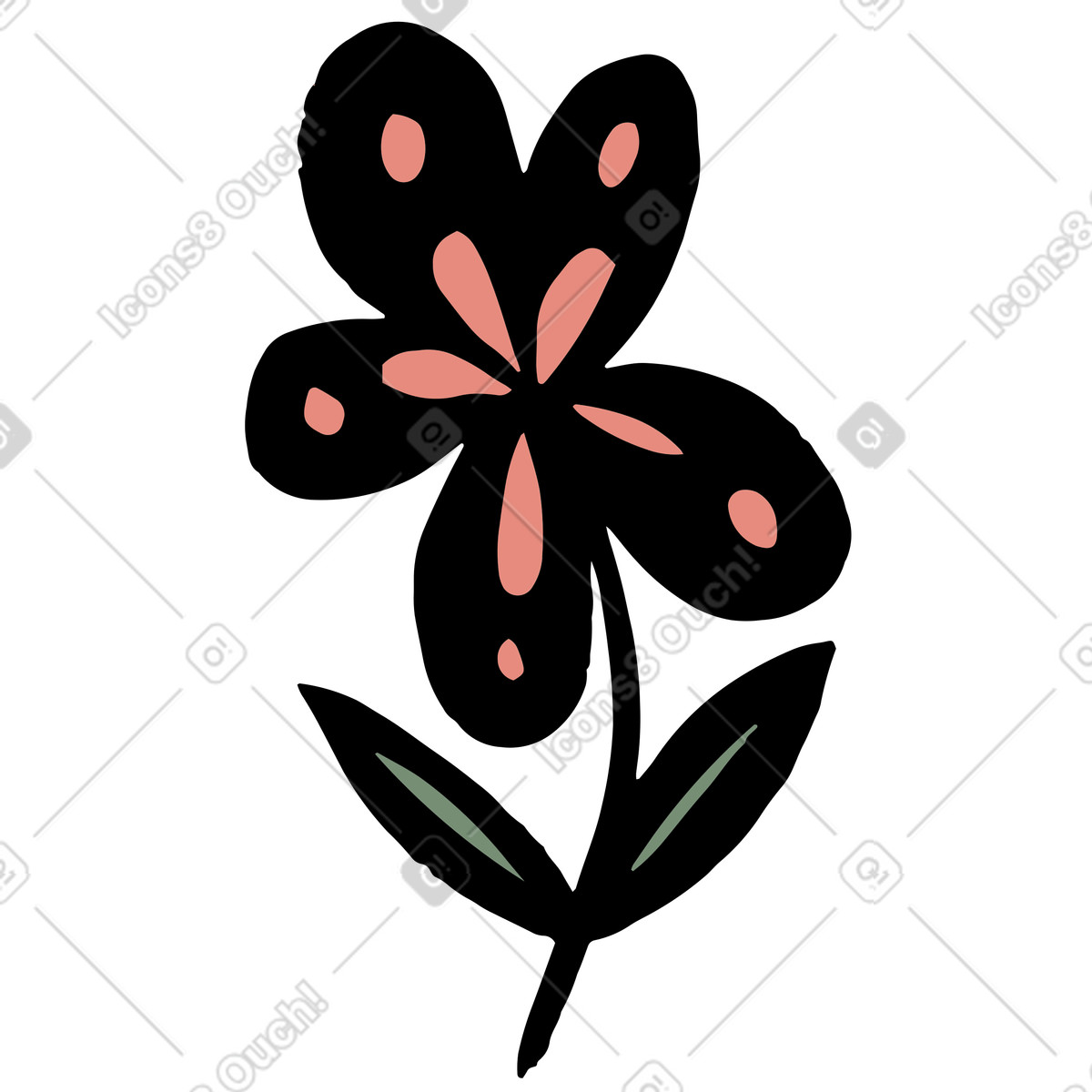 Scandi スタイルの Flower with black and orange petals のイラストをPNG、SVG形式でダウンロード