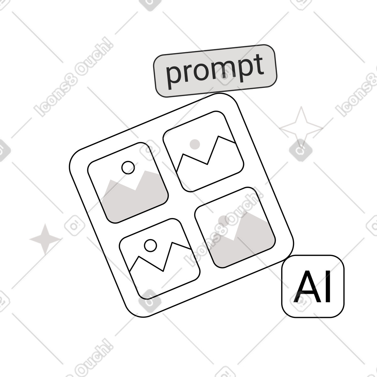 Generating illustrations with AI prompting, Digital art creation illustration in Shade style download in PNG, SVG