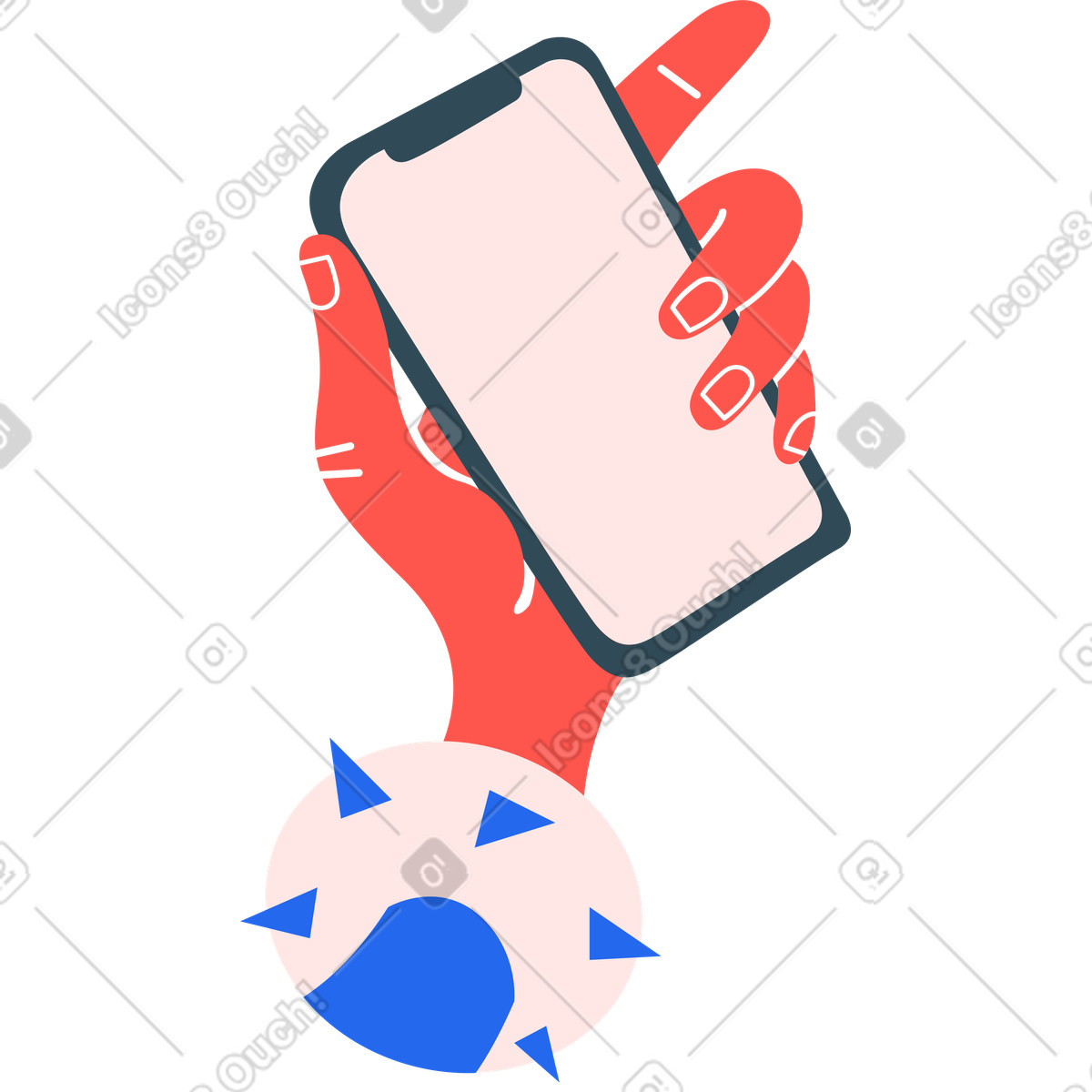 Ilustração de Mão com telefone em no estilo Kingdom para baixar em PNG, SVG
