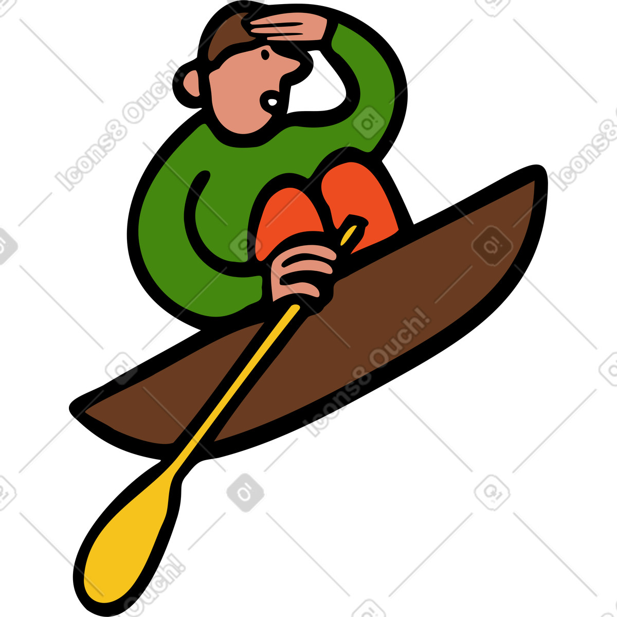 Man on a boat illustration in Comic style download in PNG, SVG
