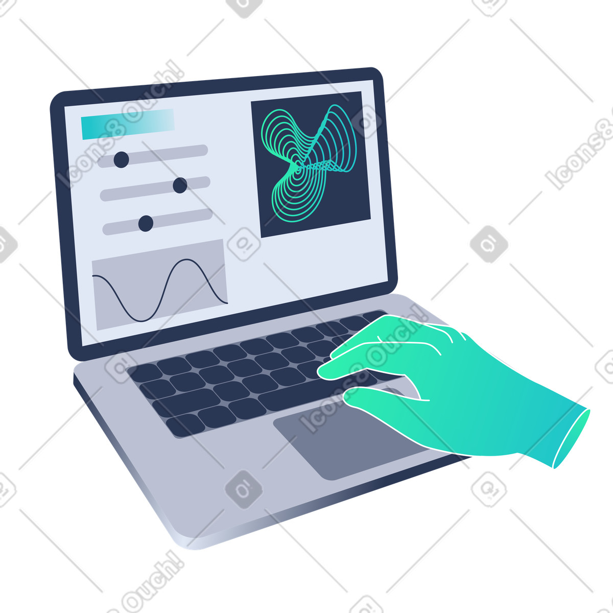 Plotting and customizing graphs on a laptop illustration in Lucent style download in PNG, SVG